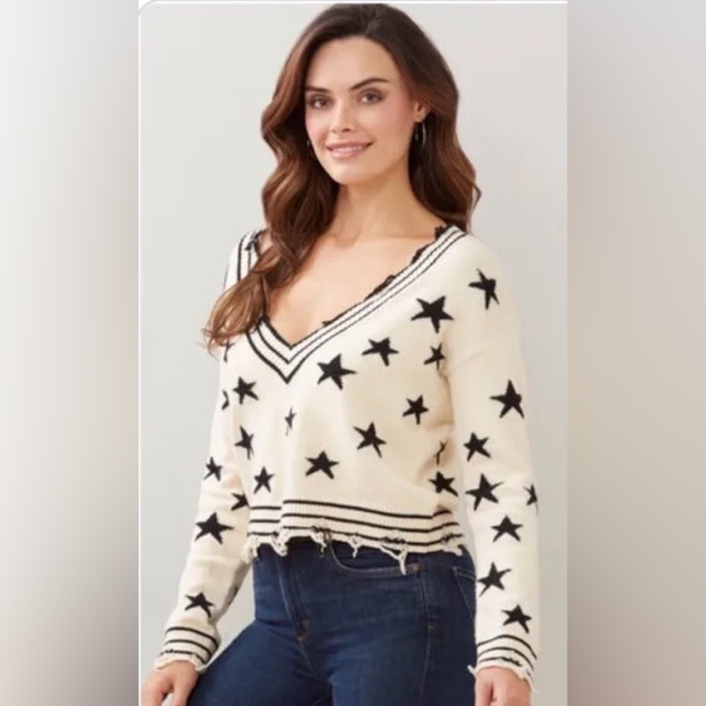 Wild Honey distressed Star print sweater